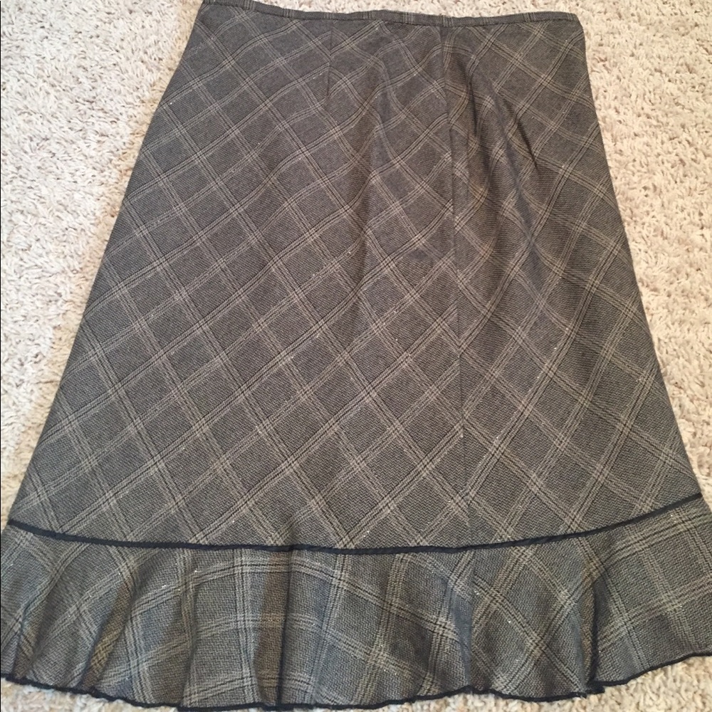 White House Black Market Brown Plaid Wool Skirt